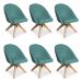 Kit 06 Poltronas Cadeira Giratória Bela Suede Azul Turquesa Base de Madeira - Pallazio