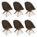 Kit 06 Poltronas Cadeira Giratória Bela Suede Marrom Base de Madeira - Pallazio