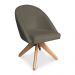 Kit 06 Poltronas Cadeira Giratória Bela Suede Marrom Rato Base de Madeira - Pallazio