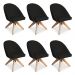 Kit 06 Poltronas Cadeira Giratória Bela Suede Preto Base de Madeira - Pallazio
