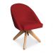 Kit 06 Poltronas Cadeira Giratória Bela Suede Vermelho Base de Madeira - Pallazio