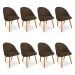 Kit 08 Cadeiras Jantar Bela Suede Marrom Pés Palito Castanho - Pallazio