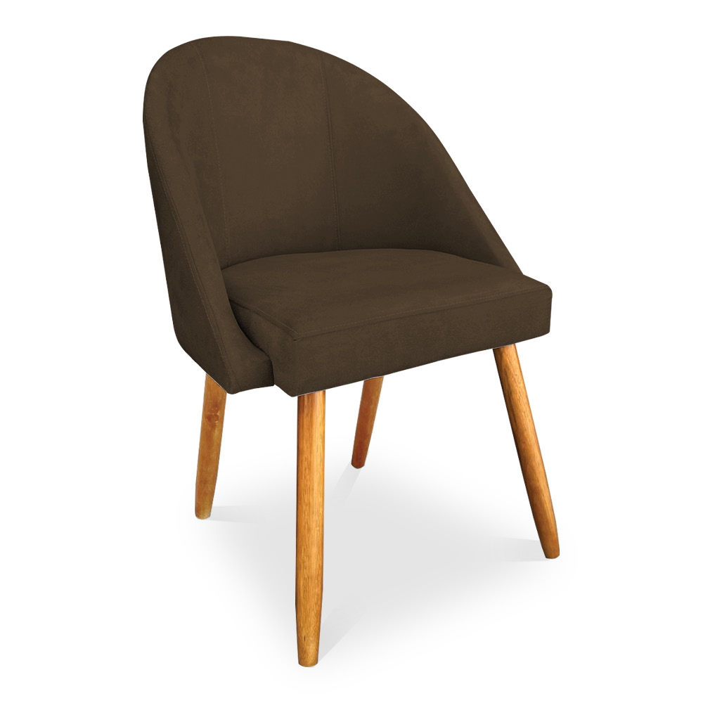 Kit 08 Cadeiras Jantar Bela Suede Marrom Pés Palito Castanho - Pallazio