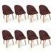 Kit 08 Cadeiras Jantar Bela Suede Marsala Pés Palito Castanho - Pallazio