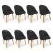 Kit 08 Cadeiras Jantar Bela Suede Preto Pés Palito Castanho - Pallazio