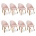 Kit 08 Cadeiras Jantar Bela Suede Rosa Bebê Pés Palito Castanho - Pallazio