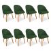 Kit 08 Cadeiras Jantar Bela Suede Verde Pés Palito Castanho - Pallazio