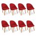Kit 08 Cadeiras Jantar Bela Suede Vermelho Pés Palito Castanho - Pallazio