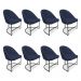 Kit 08 Cadeiras Poltrona de Jantar Bela Suede Azul Marinho Base Metálica Industrial Preto - Pallazio