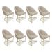 Kit 08 Cadeiras Poltrona de Jantar Bela Suede Bege Base Metálica Industrial Dourado - Pallazio