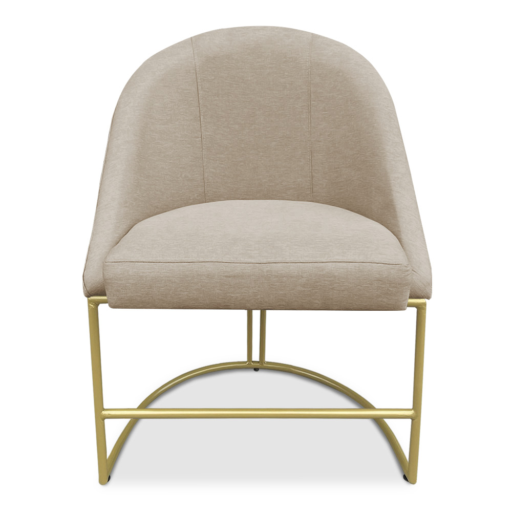 Kit 08 Cadeiras Poltrona de Jantar Bela Suede Bege Base Metálica Industrial Dourado - Pallazio