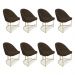 Kit 08 Cadeiras Poltrona de Jantar Bela Suede Marrom Base Metálica Industrial Dourado - Pallazio