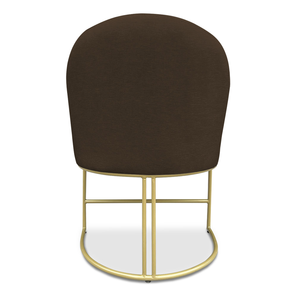 Kit 08 Cadeiras Poltrona de Jantar Bela Suede Marrom Base Metálica Industrial Dourado - Pallazio
