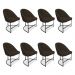 Kit 08 Cadeiras Poltrona de Jantar Bela Suede Marrom Base Metálica Industrial Preto - Pallazio