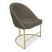 Kit 08 Cadeiras Poltrona de Jantar Bela Suede Marrom Rato Base Metálica Industrial Dourado - Pallazio