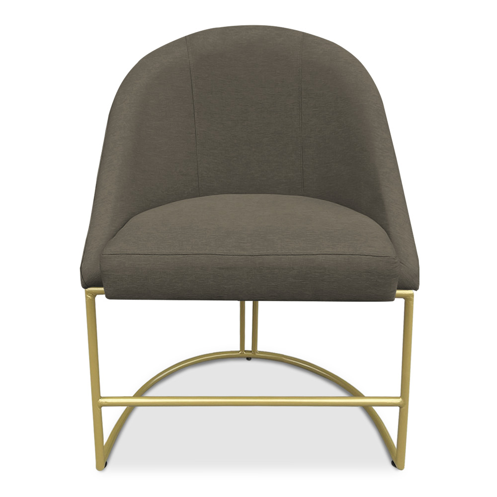 Kit 08 Cadeiras Poltrona de Jantar Bela Suede Marrom Rato Base Metálica Industrial Dourado - Pallazio