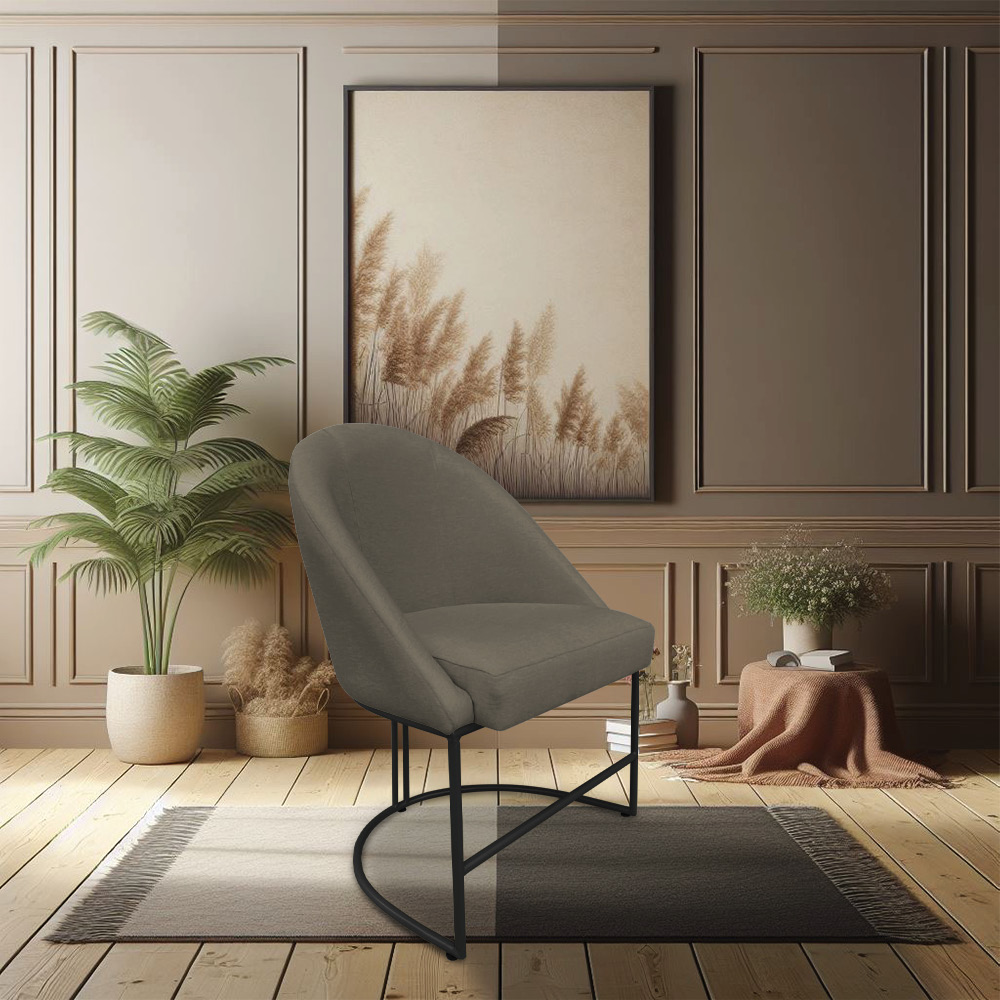 Kit 08 Cadeiras Poltrona de Jantar Bela Suede Marrom Rato Base Metálica Industrial Preto - Pallazio