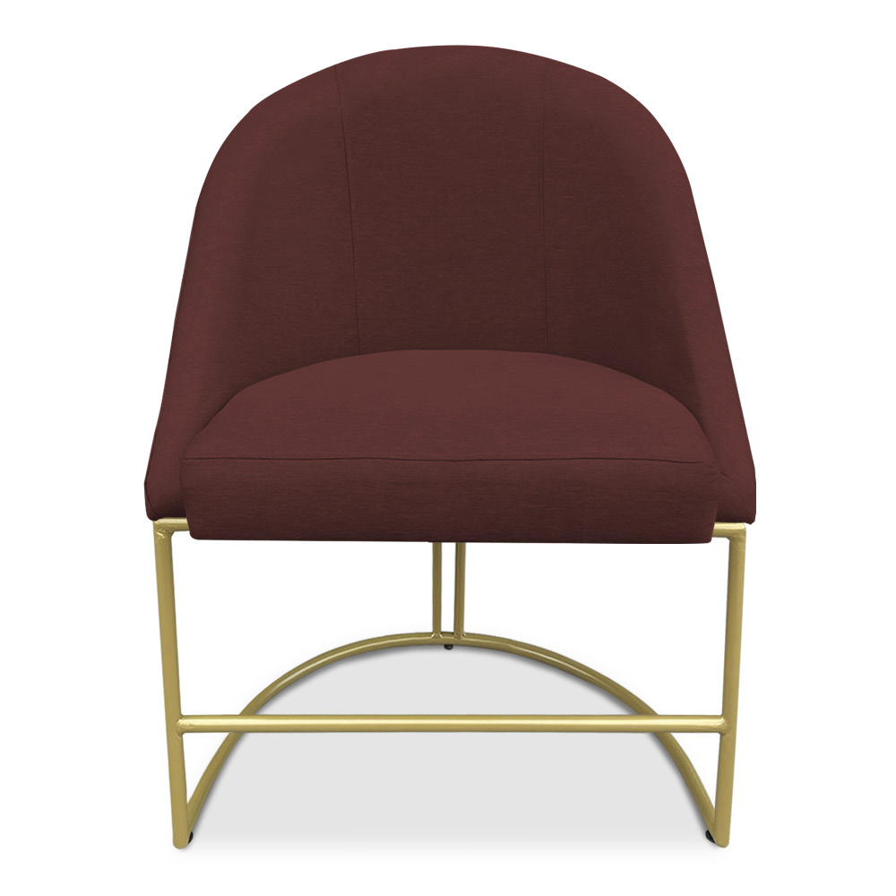 Kit 08 Cadeiras Poltrona de Jantar Bela Suede Marsala Base Metálica Industrial Dourado - Pallazio