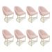 Kit 08 Cadeiras Poltrona de Jantar Bela Suede Rosa Bebê Base Metálica Industrial Dourado - Pallazio