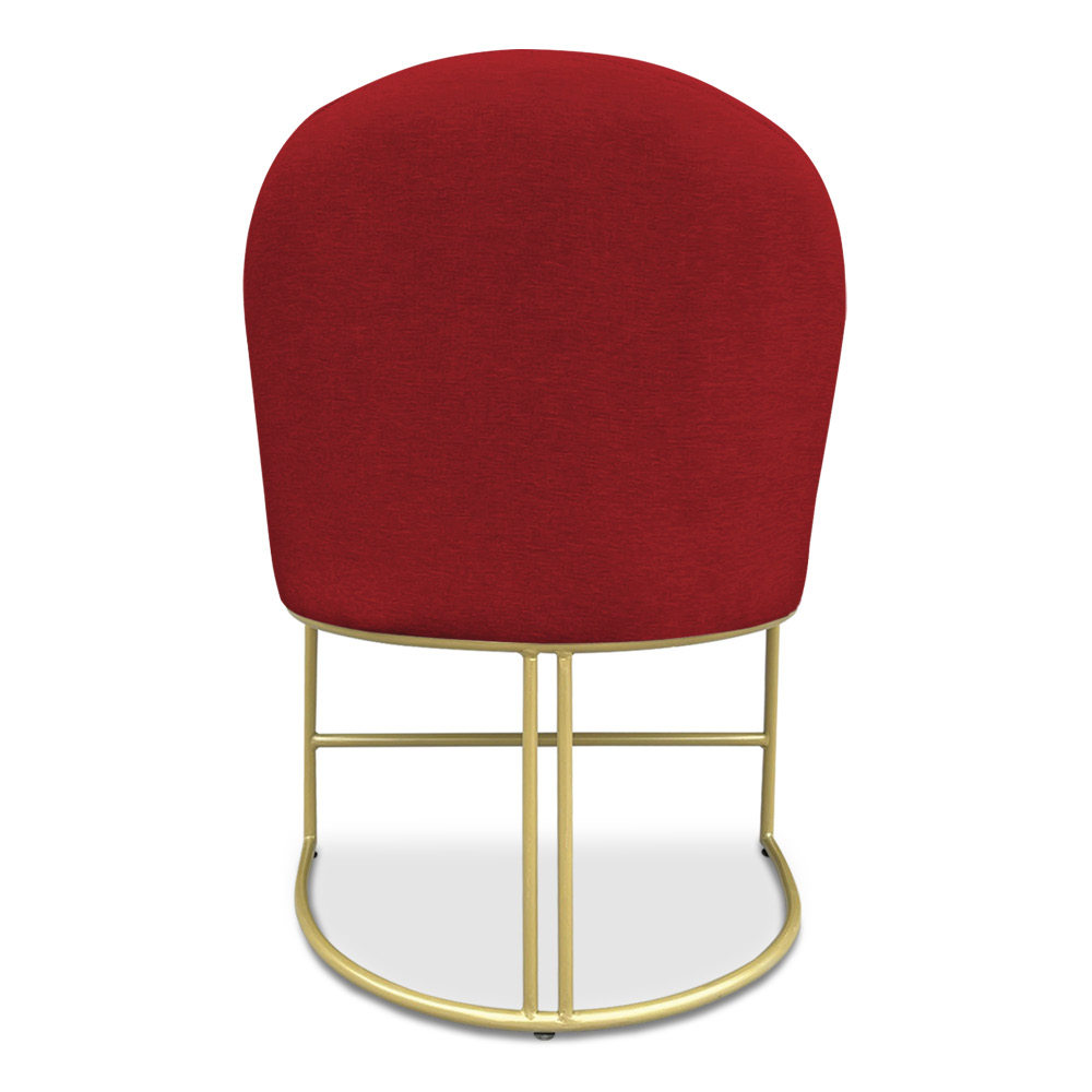 Kit 08 Cadeiras Poltrona de Jantar Bela Suede Vermelho Base Metálica Industrial Dourado - Pallazio