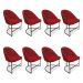 Kit 08 Cadeiras Poltrona de Jantar Bela Suede Vermelho Base Metálica Industrial Preto - Pallazio
