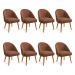 Kit 08 Cadeiras Poltrona de Jantar Estofada Luna Boucle Terracota Pés Palito Castanho - Pallazio