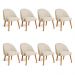 Kit 08 Cadeiras Poltrona de Jantar Luna Suede Pés Palito Castanho - Pallazio