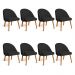 Kit 08 Cadeiras Poltrona de Jantar Luna Suede Preto Pés Palito Castanho - Pallazio