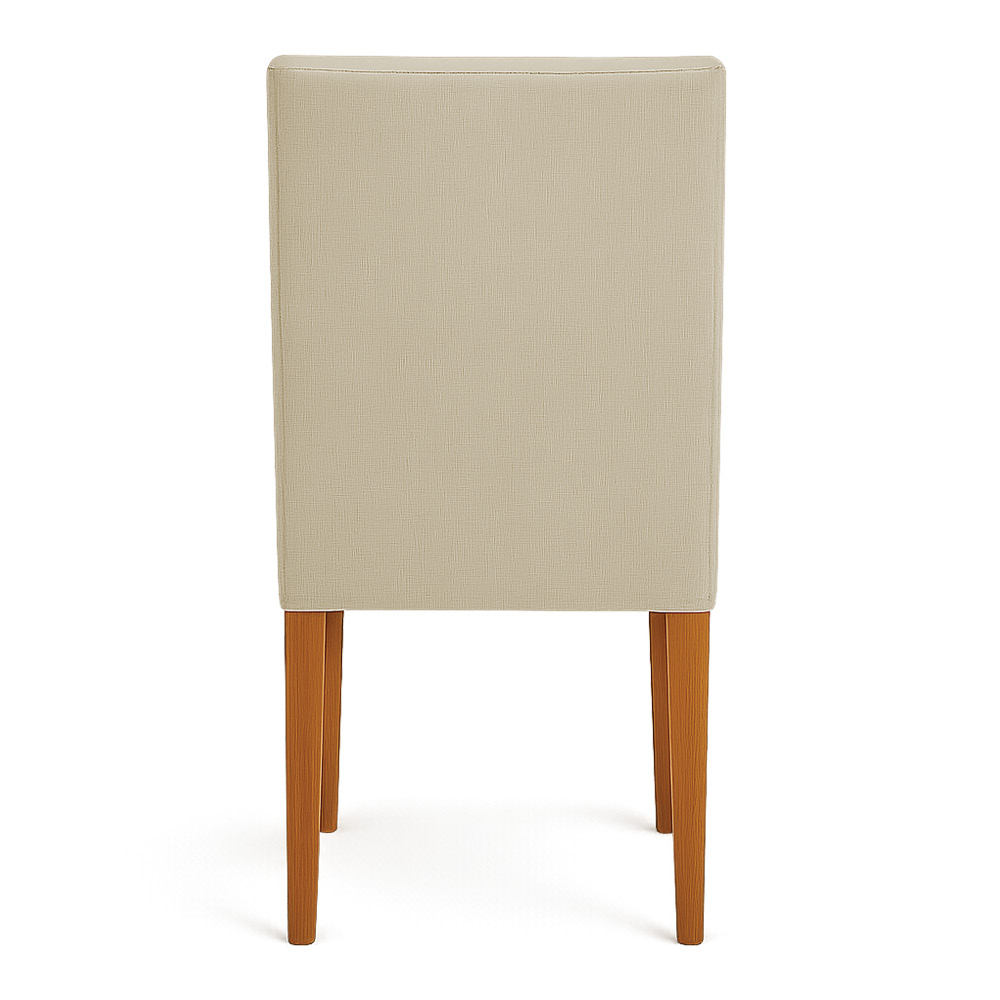 Kit 08 Cadeiras de Jantar Estofada Siena Linho Dourado Pés Trapézio Castanho - Pallazio