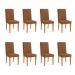 Kit 08 Cadeiras de Jantar Estofada Siena Veludo Terracota Pés Trapézio Castanho - Pallazio