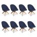Kit 08 Poltronas Cadeira Giratória Bela Suede Azul Marinho Base de Madeira - Pallazio