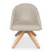 Kit 08 Poltronas Cadeira Giratória Bela Suede Bege Base de Madeira - Pallazio