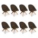 Kit 08 Poltronas Cadeira Giratória Bela Suede Marrom Base de Madeira - Pallazio