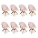 Kit 08 Poltronas Cadeira Giratória Bela Suede Rosa Bebê Base de Madeira - Pallazio