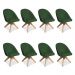 Kit 08 Poltronas Cadeira Giratória Bela Suede Verde Base de Madeira - Pallazio