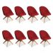Kit 08 Poltronas Cadeira Giratória Bela Suede Vermelho Base de Madeira - Pallazio