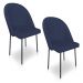Kit 2 Cadeiras Poltrona de Jantar Ariel Suede Azul Marinho Pés de Ferro Preto - Pallazio
