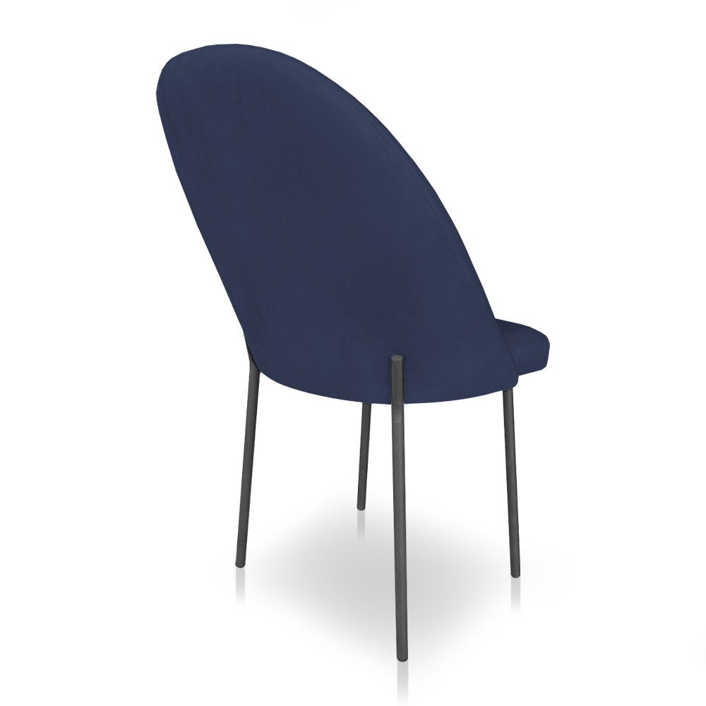 Kit 2 Cadeiras Poltrona de Jantar Ariel Suede Azul Marinho Pés de Ferro Preto - Pallazio