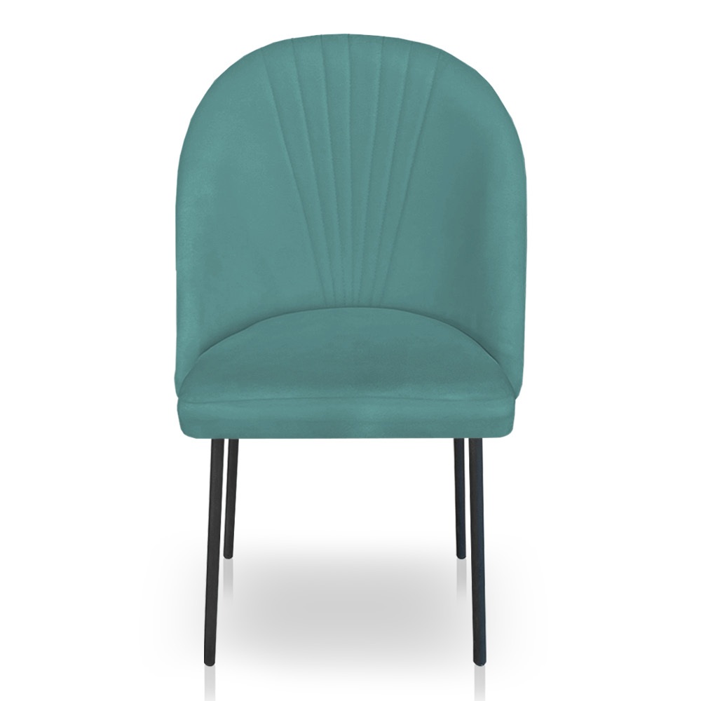 Kit 2 Cadeiras Poltrona de Jantar Ariel Suede Azul Turquesa Pés de Ferro Preto - Pallazio