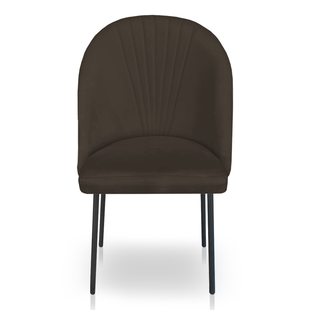 Kit 2 Cadeiras Poltrona de Jantar Ariel Suede Marrom Pés de Ferro Preto - Pallazio