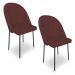 Kit 2 Cadeiras Poltrona de Jantar Ariel Suede Marsala Pés de Ferro Preto - Pallazio