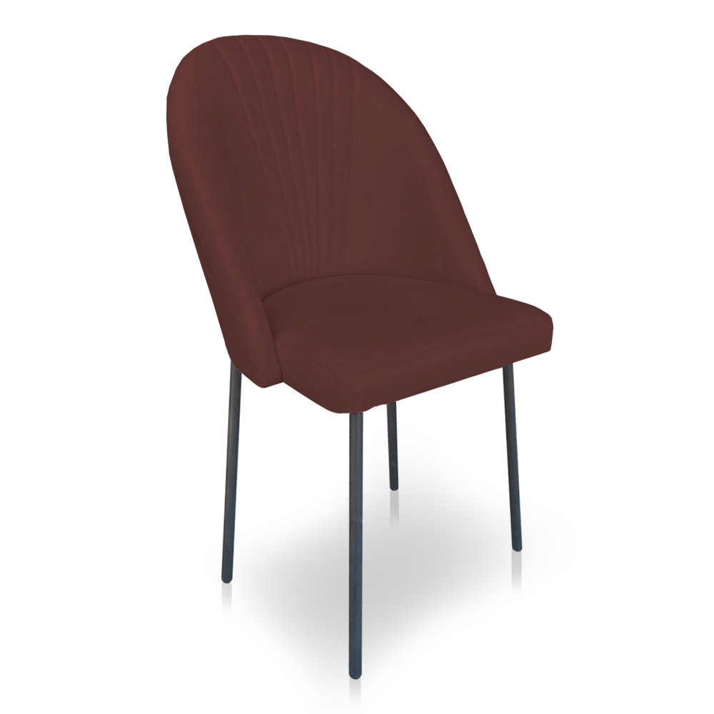 Kit 2 Cadeiras Poltrona de Jantar Ariel Suede Marsala Pés de Ferro Preto - Pallazio
