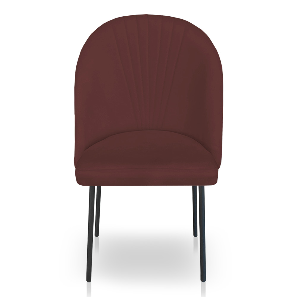 Kit 2 Cadeiras Poltrona de Jantar Ariel Suede Marsala Pés de Ferro Preto - Pallazio