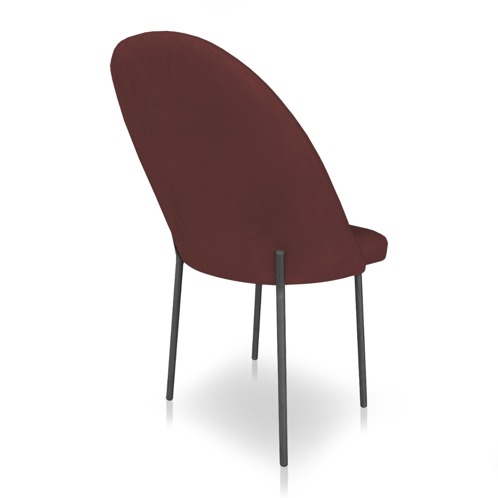 Kit 2 Cadeiras Poltrona de Jantar Ariel Suede Marsala Pés de Ferro Preto - Pallazio