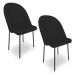 Kit 2 Cadeiras Poltrona de Jantar Ariel Suede Preto Pés de Ferro Preto - Pallazio