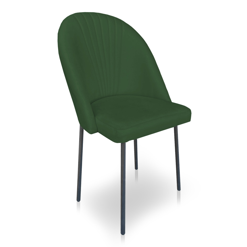 Kit 2 Cadeiras Poltrona de Jantar Ariel Suede Verde Pés de Ferro Preto - Pallazio