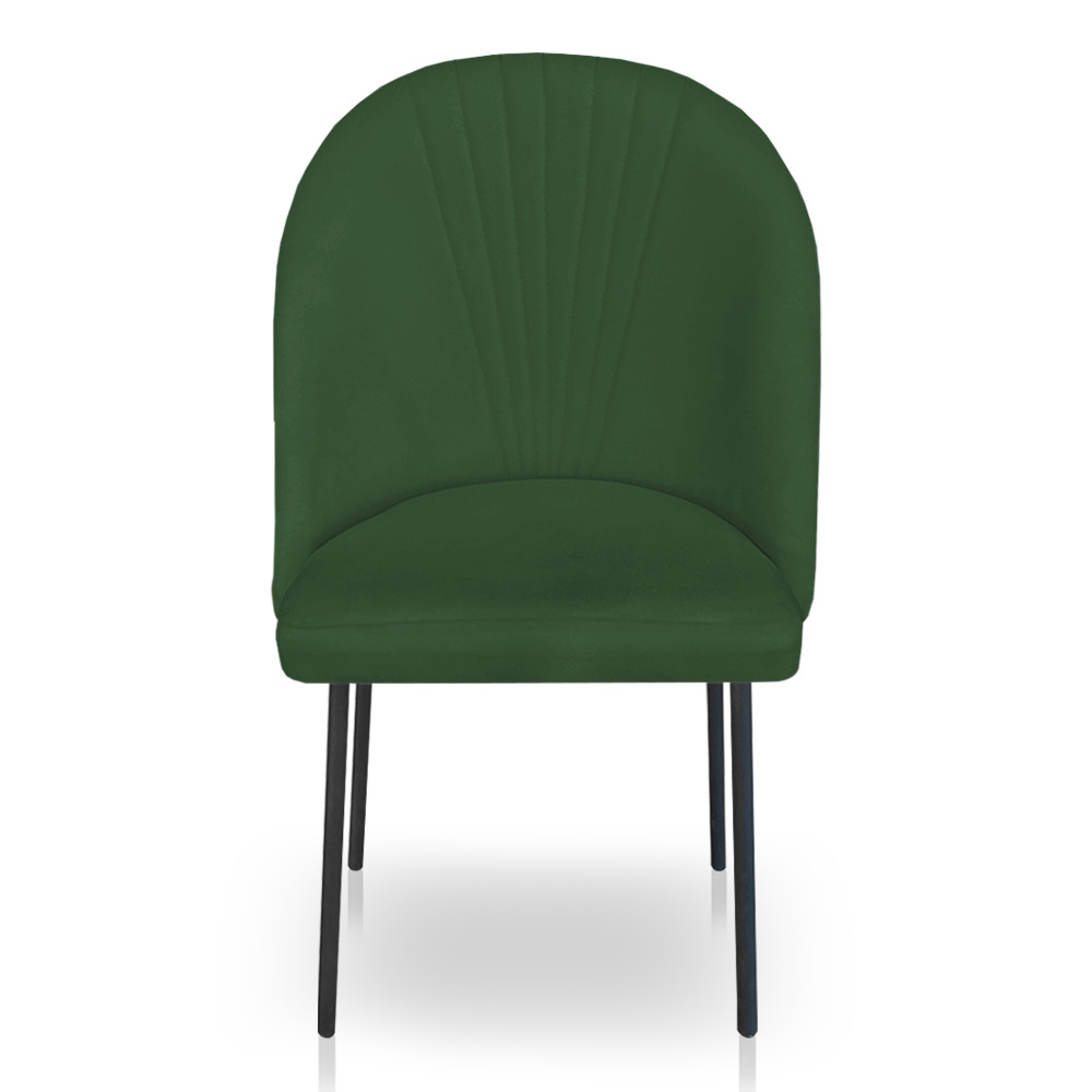 Kit 2 Cadeiras Poltrona de Jantar Ariel Suede Verde Pés de Ferro Preto - Pallazio