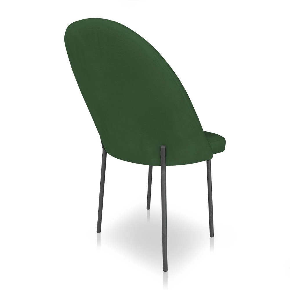 Kit 2 Cadeiras Poltrona de Jantar Ariel Suede Verde Pés de Ferro Preto - Pallazio