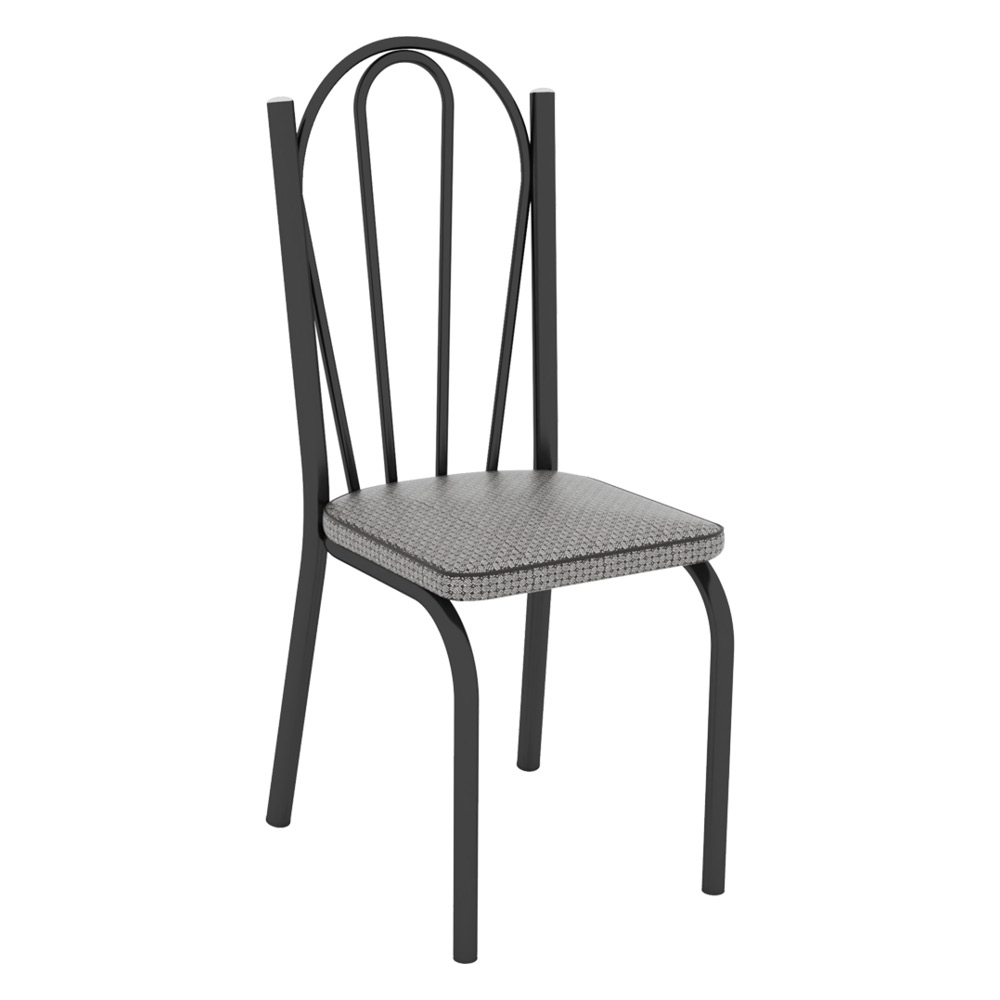 Kit 2 Cadeiras de Cozinha Alabama Estampado Platina Pés de Ferro Preto - Pallazio
