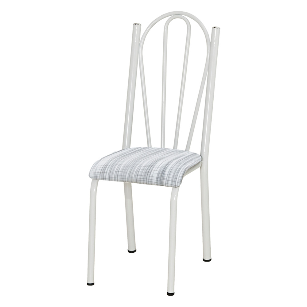 Kit 2 Cadeiras de Cozinha Alasca Estampado Linho Pés de Ferro Branco - Pallazio